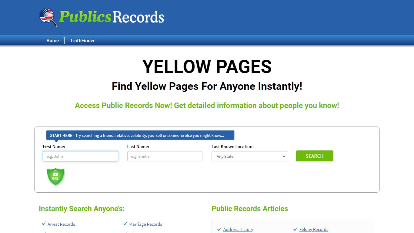 Find Yellow Pages For Anyone Instantly! - publicsrecords.com